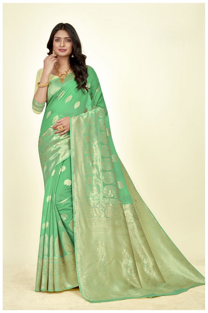 Pr 12275 Linen Silk Jacquard Weaving Saree Collection
